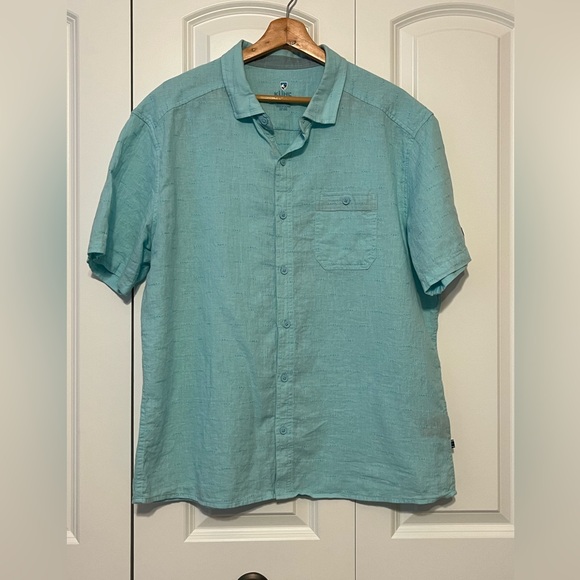 Kuhl Other - Kuhl Mens XL Linen Blend Shirt Short Sleeve Button Front Light Blue